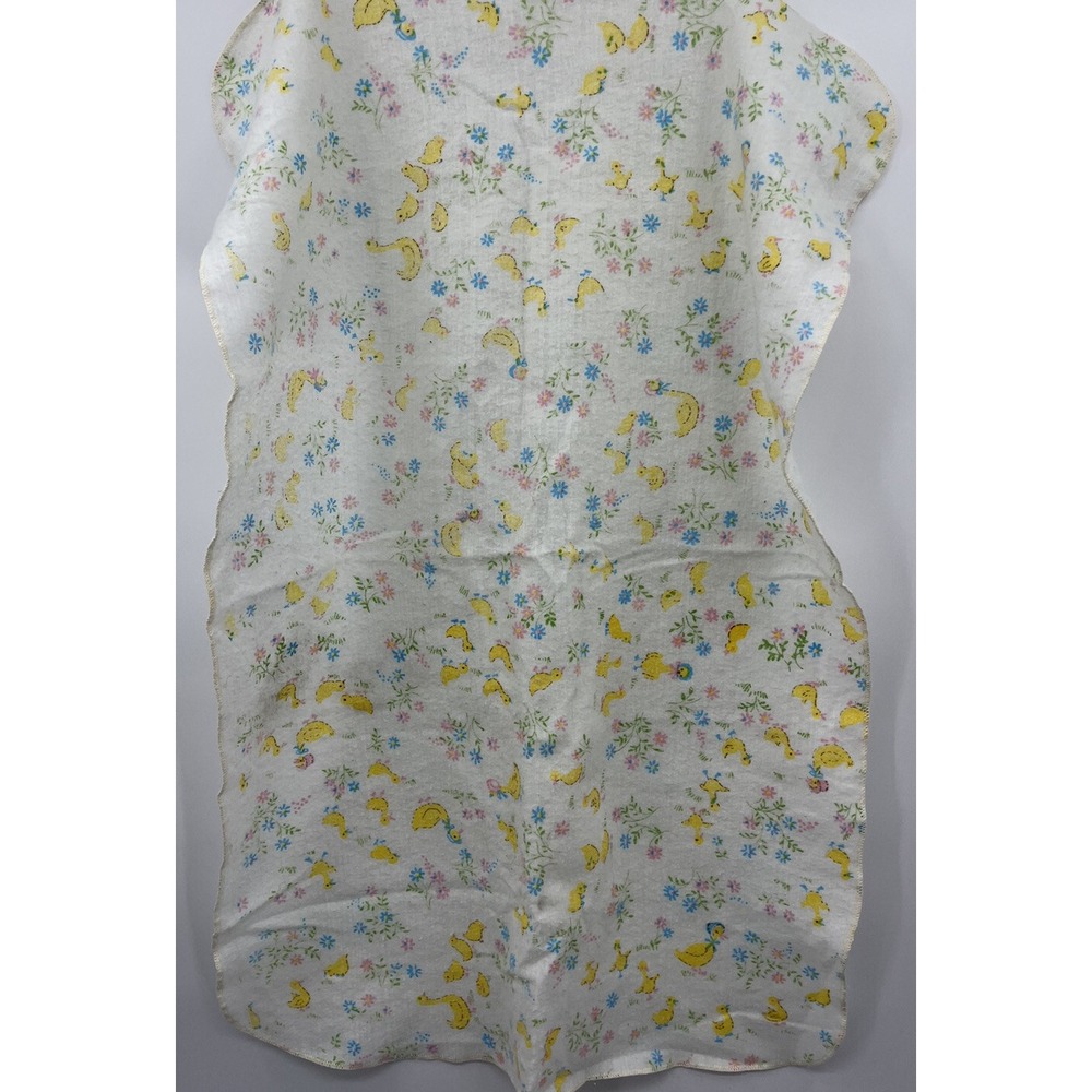 Vintage Chatham Fleece Baby Crib Blanket Ducks Flowers 39" x 27"